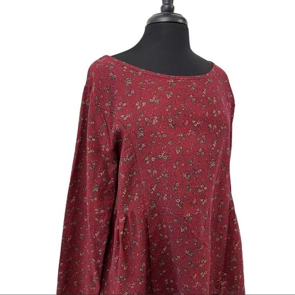 cellabie Boho Burgundy Floral Plus Size Blouse Sz 3X - Picture 2 of 12